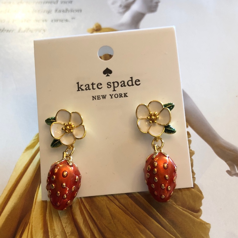 Authentic New on card kate spade  Strawberry & Flower Drop Earrings